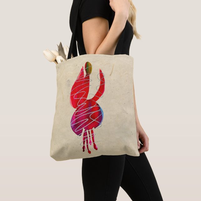 Fuchsia abstract watercolor floral tote bag (Close Up)