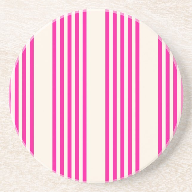 Fuchsia and beige five stripes pattern coaster (Front)