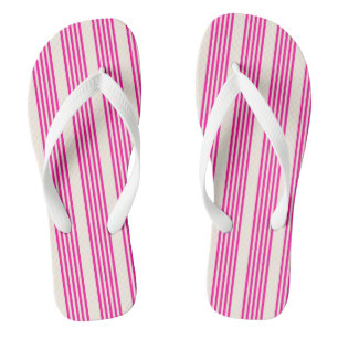 Fuchsia and beige five stripes pattern flip flops