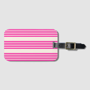Fuchsia and beige five stripes pattern luggage tag