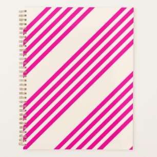 Fuchsia and beige five stripes pattern planner
