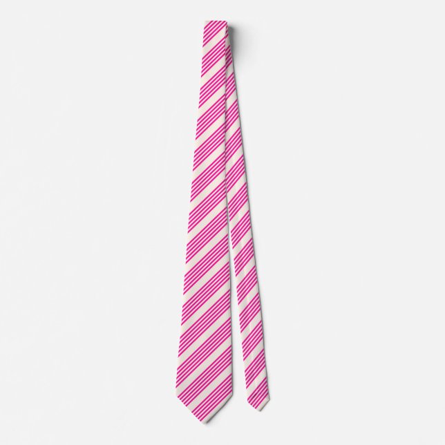 Fuchsia and beige five stripes pattern tie (Front)
