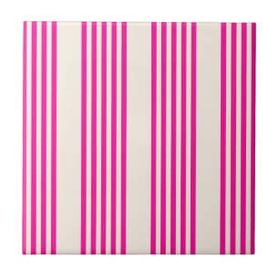 Fuchsia and beige five stripes pattern tile