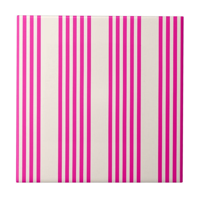 Fuchsia and beige five stripes pattern tile (Front)