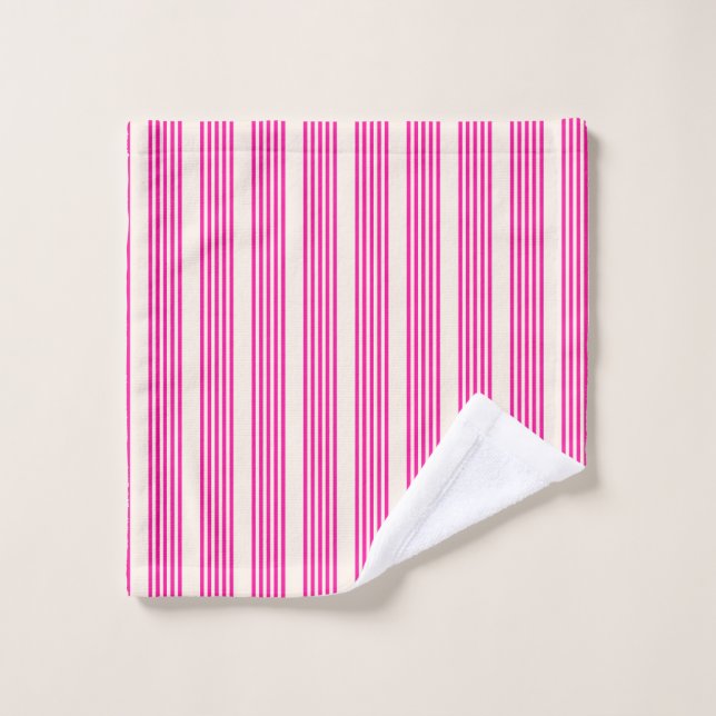 Fuchsia and beige five stripes pattern wash cloth (Wash Cloth)