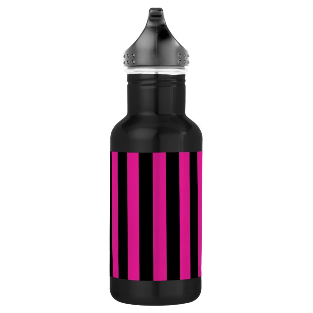 Fuchsia and black candy stripes 532 ml water bottle (Right)