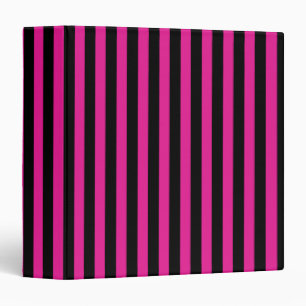 Fuchsia and black candy stripes binder