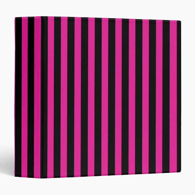 Fuchsia and black candy stripes binder (Front/Spine)