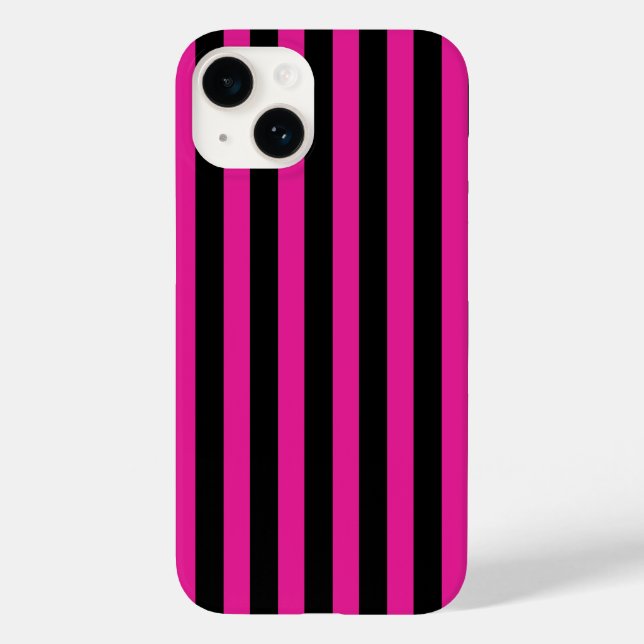 Fuchsia and black candy stripes Case-Mate iPhone case (Back)