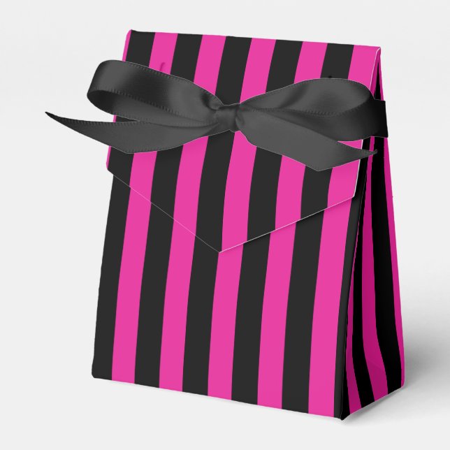 Fuchsia and black candy stripes favor box (Front Side)