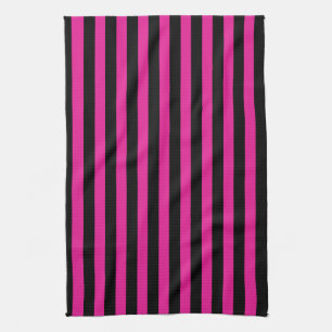 Fuchsia and black candy stripes kitchen towel