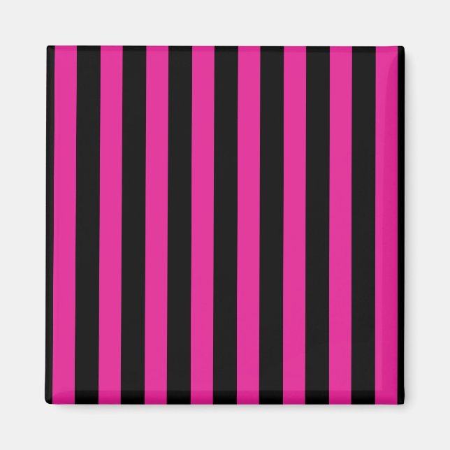 Fuchsia and black candy stripes magnet (Front)