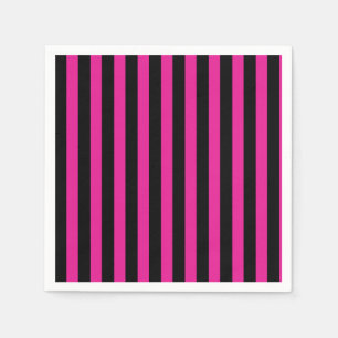Fuchsia and black candy stripes napkin