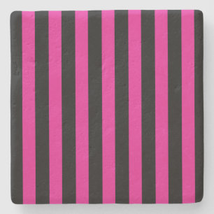 Fuchsia and black candy stripes stone coaster