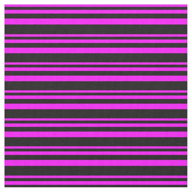 Fuchsia and Black Coloured Lined Pattern Fabric (Close Up)