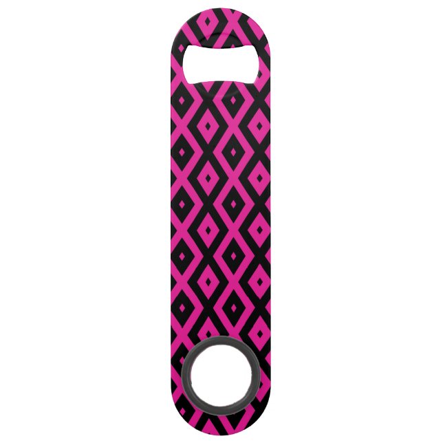 Fuchsia and black diamond pattern bar key (Front)