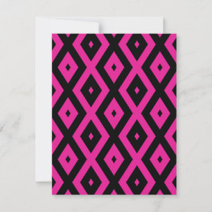 Fuchsia and black diamond pattern RSVP card
