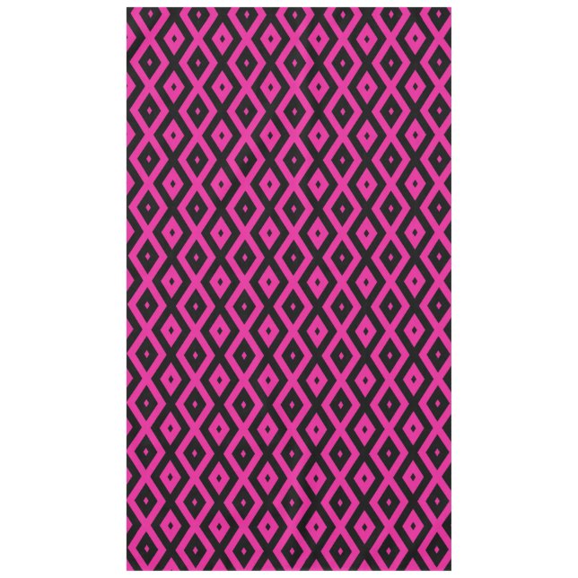 Fuchsia and black diamond pattern tablecloth (Front)