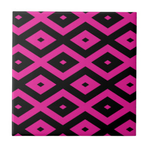 Fuchsia and black diamond pattern tile