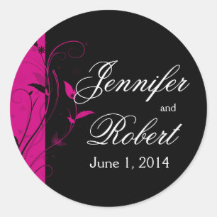 Fuchsia and Black Filigree Envelope Seal