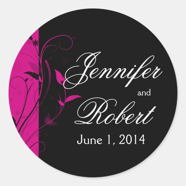 Fuchsia and Black Filigree Envelope Seal (Front)