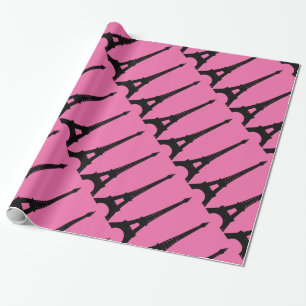 Fuchsia and Black Paris Wrapping Paper