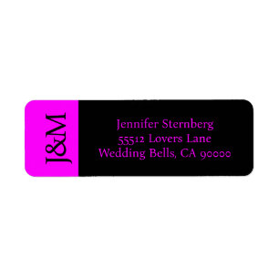Fuchsia and Black Wedding Return Address Label