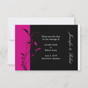 Fuchsia and Black Wedding Save the Date