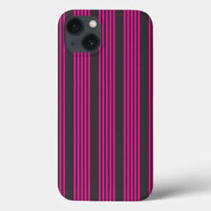 Fuchsia and charcoal five stripes pattern iPhone 13 case