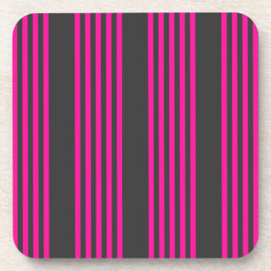 Fuchsia and charcoal five stripes pattern coaster
