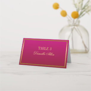 Fuchsia and Gold Elegant Wedding Place Card