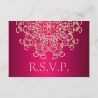 FUCHSIA AND GOLD INDIAN RESPONSE RSVP CARD