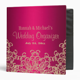Fuchsia and Gold Indian Style Wedding Organizer Binder