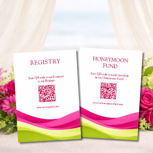 Fuchsia and Lime Green Registry & Honeymoon Fund Enclosure Card