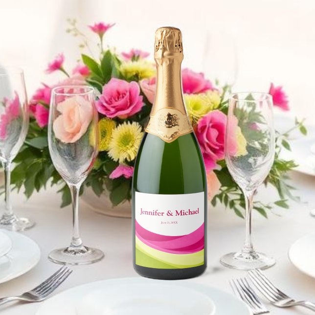 Fuchsia and Lime Green Sparkling Wine Label (Fuchsia and Lime Green Sparkling Wine Label )
