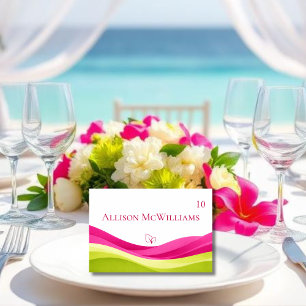 Fuchsia and Lime Green Wedding Place Card-Vegan Table Number