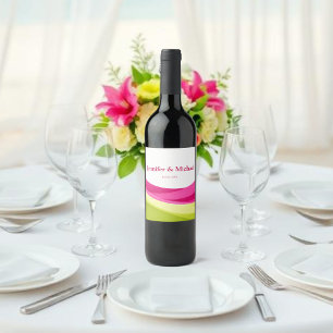 Fuchsia and Lime Green Wine Label