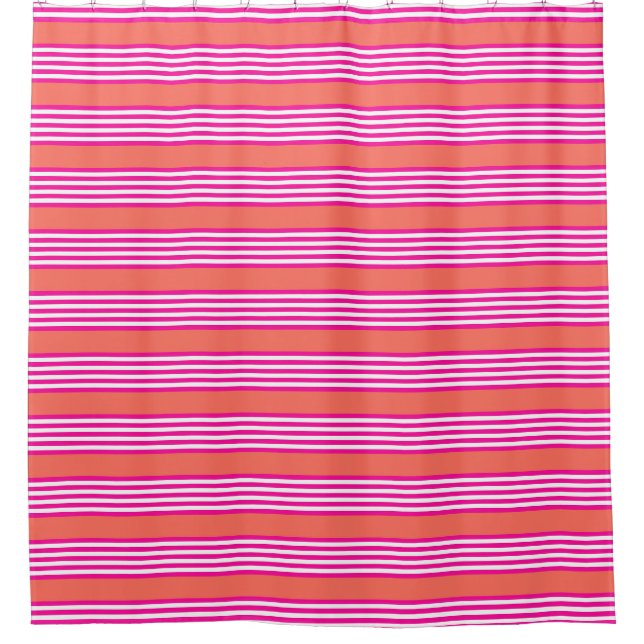 Fuchsia and living coral five stripes pattern (Front)