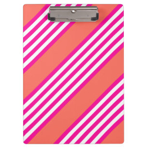 Fuchsia and living coral five stripes pattern clipboard