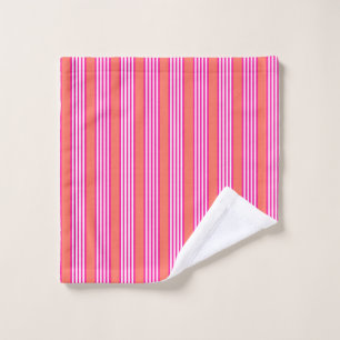 Fuchsia and living coral five stripes pattern wash cloth