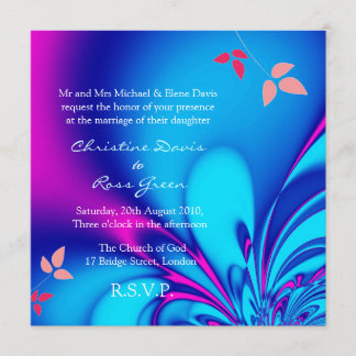 Fuchsia and navy blue wedding invitation