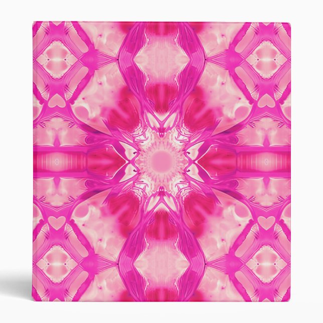 Fuchsia and Pastel Pink Tie Dye Pattern Binder (Front)