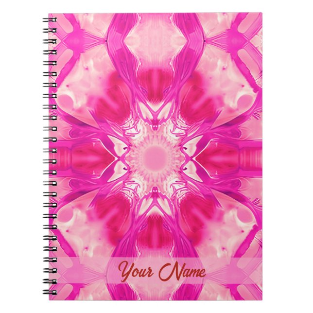 Fuchsia and Pastel Pink Tie Dye Pattern Notebook (Front)