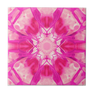 Fuchsia and Pastel Pink Tie Dye Pattern  Tile