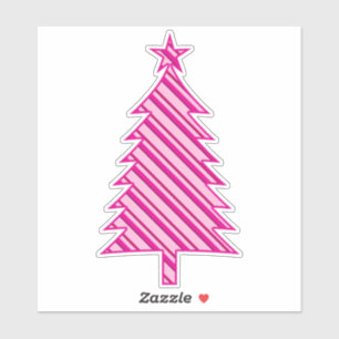 Fuchsia and  Pink Candy Striped Christmas Tree