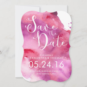 Fuchsia and Purple Watercolor Save the Date