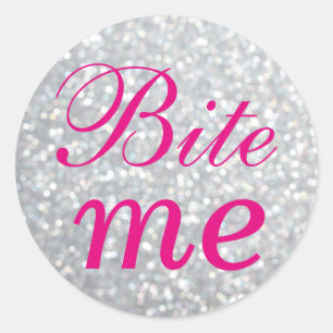Fuchsia and Silver Bite Me Sticker
