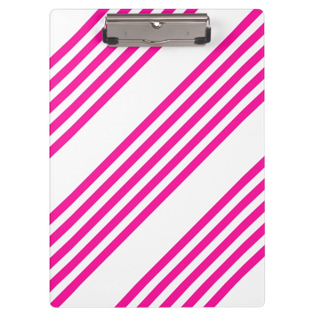 Fuchsia and white five stripes pattern clipboard (Front)