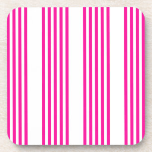 Fuchsia and white five stripes pattern coaster