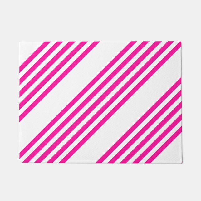 Fuchsia and white five stripes pattern doormat (Front)